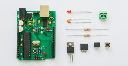 Top view of electronic component PCB board