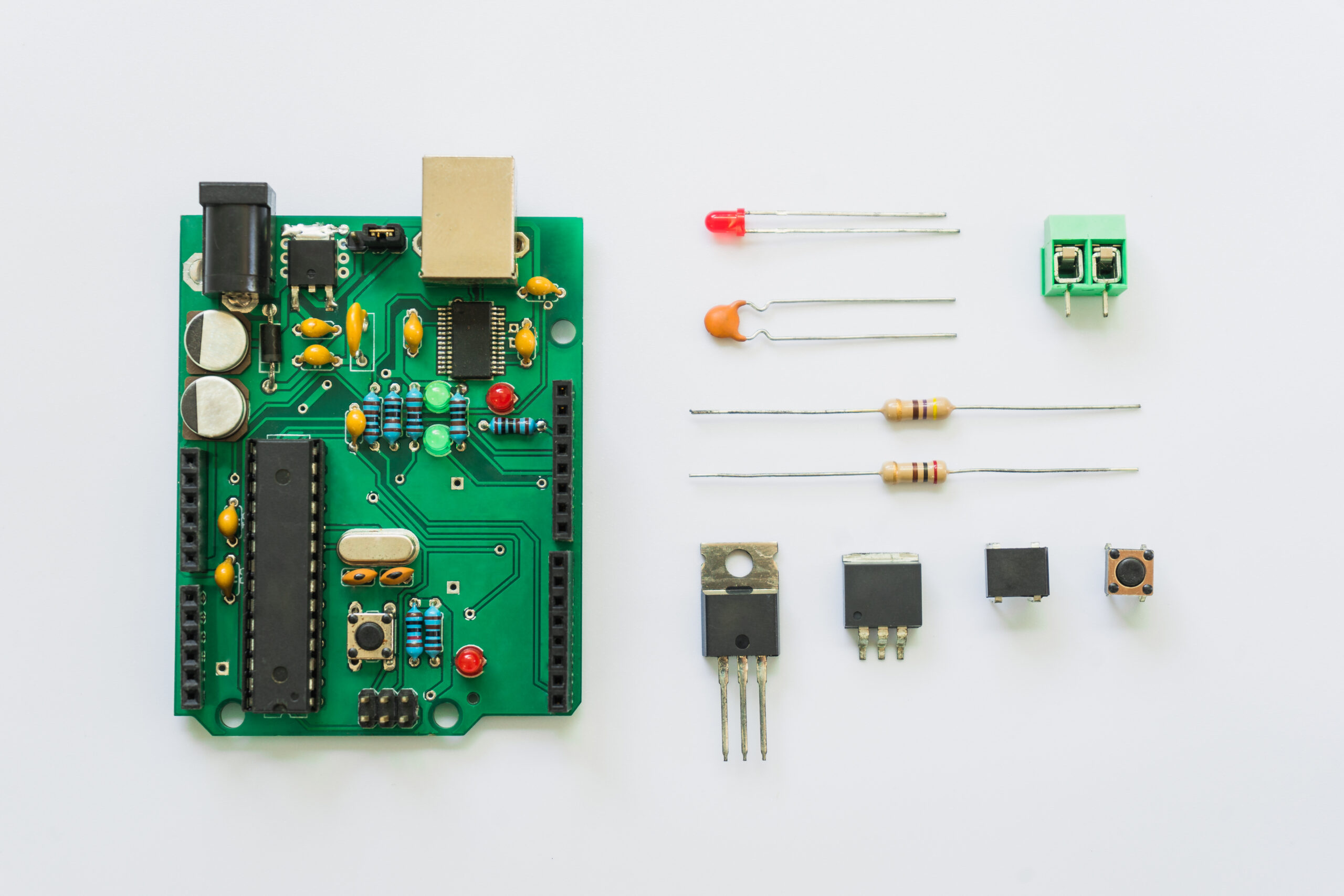 Top view of electronic component PCB board