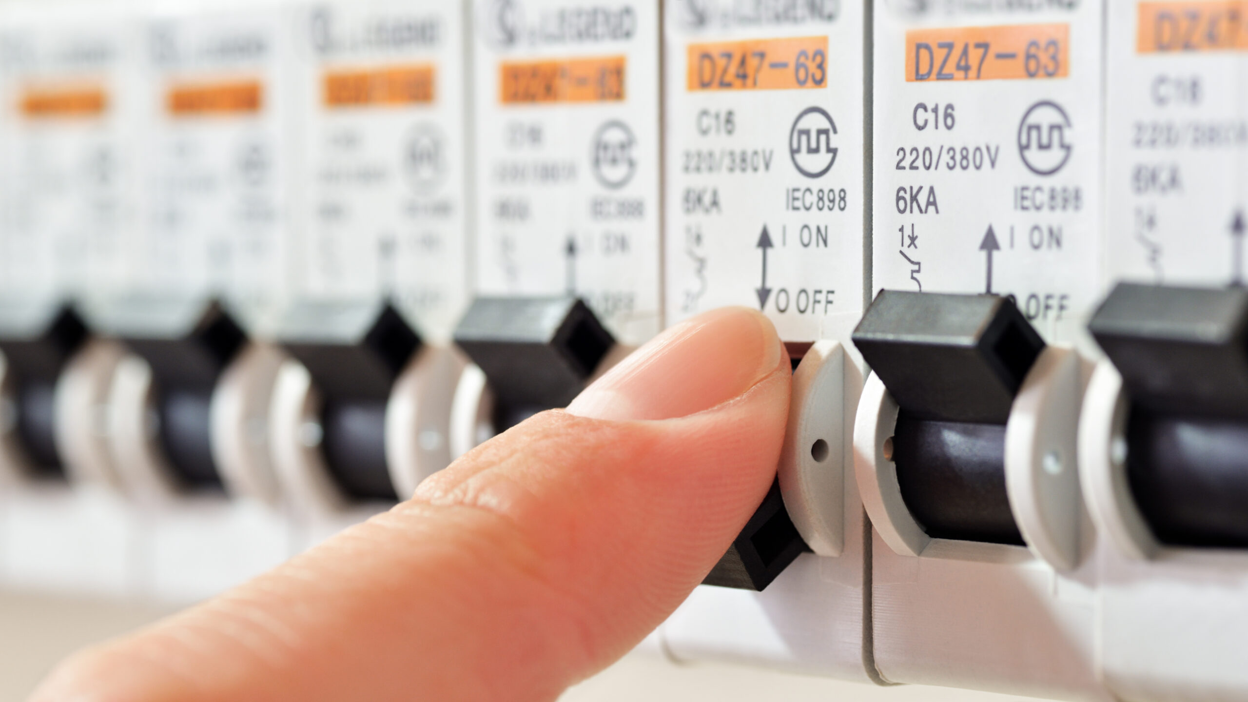 Fuse Box Circuit Breaker, Close Up